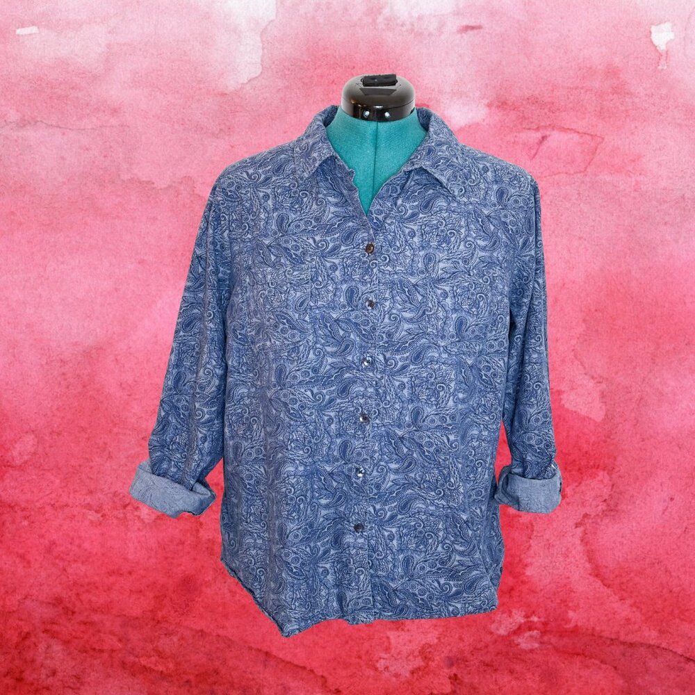 Croft & Barrow Blue Paisley Button-up Dress Shirt, XL